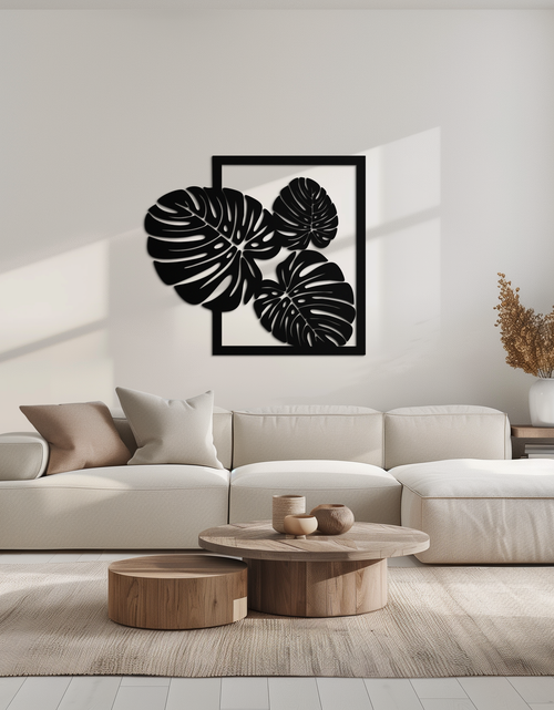 Load image into Gallery viewer, Monstera Leaf Metal Wall Art – Modern Tropical Black Wall Decor for Living Room- KAF552
