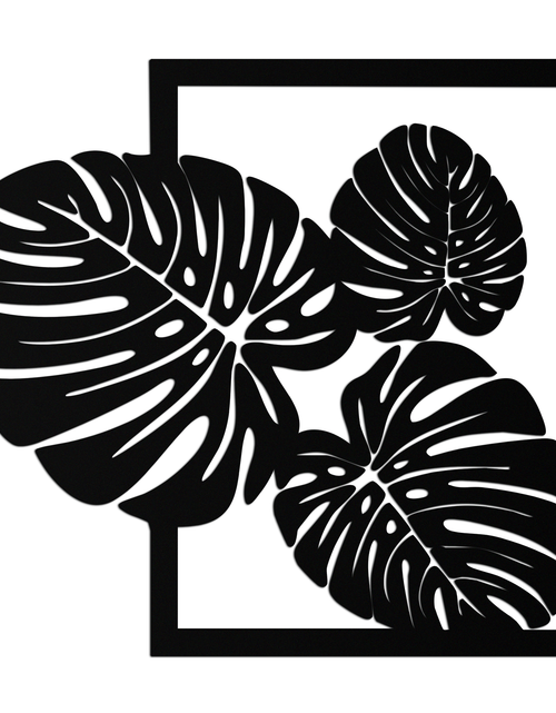 Load image into Gallery viewer, Monstera Leaf Metal Wall Art – Modern Tropical Black Wall Decor for Living Room- KAF552
