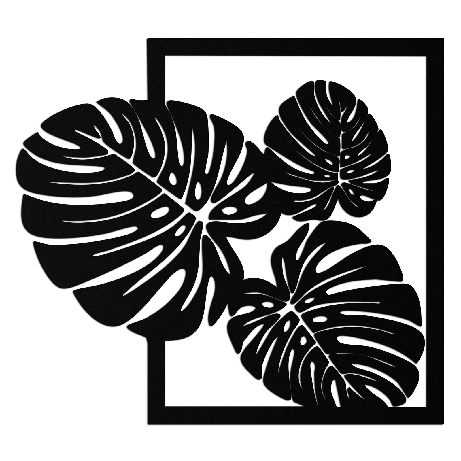 Monstera Leaf Metal Wall Art – Modern Tropical Black Wall Decor for Living Room- KAF552