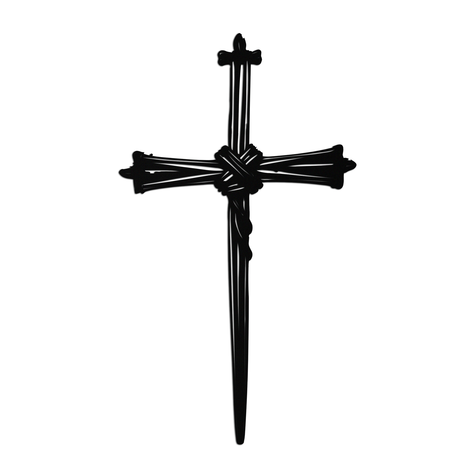 Hristiyan Dikenli Tel Haç Metal Duvar Sanatı – Dini Rustik Ev Dekoru- KAF553