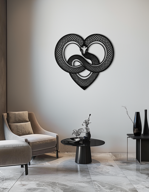 Load image into Gallery viewer, Snake Heart Metal Wall Art – Modern Black Snake Wall Decor for Home and Office- KAF555
