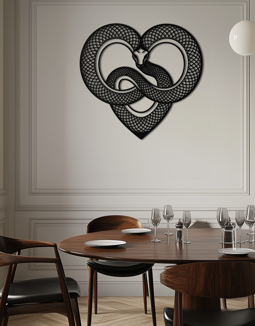 Load image into Gallery viewer, Snake Heart Metal Wall Art – Modern Black Snake Wall Decor for Home and Office- KAF555
