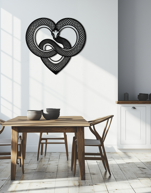 Load image into Gallery viewer, Snake Heart Metal Wall Art – Modern Black Snake Wall Decor for Home and Office- KAF555
