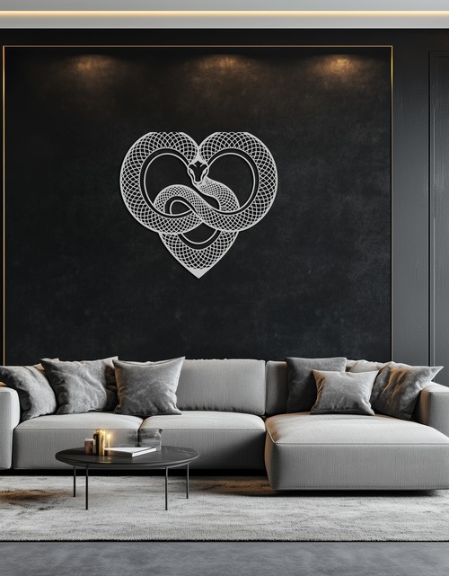 Load image into Gallery viewer, Snake Heart Metal Wall Art – Modern Black Snake Wall Decor for Home and Office- KAF555
