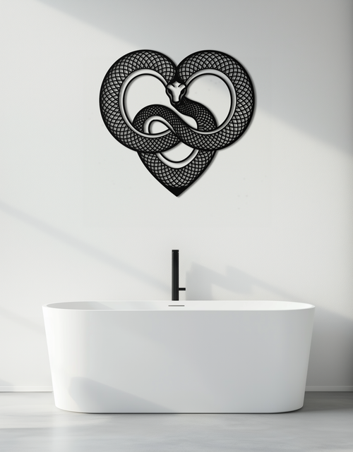 Load image into Gallery viewer, Snake Heart Metal Wall Art – Modern Black Snake Wall Decor for Home and Office- KAF555
