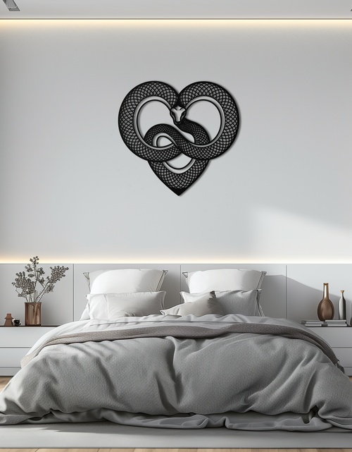 Load image into Gallery viewer, Snake Heart Metal Wall Art – Modern Black Snake Wall Decor for Home and Office- KAF555
