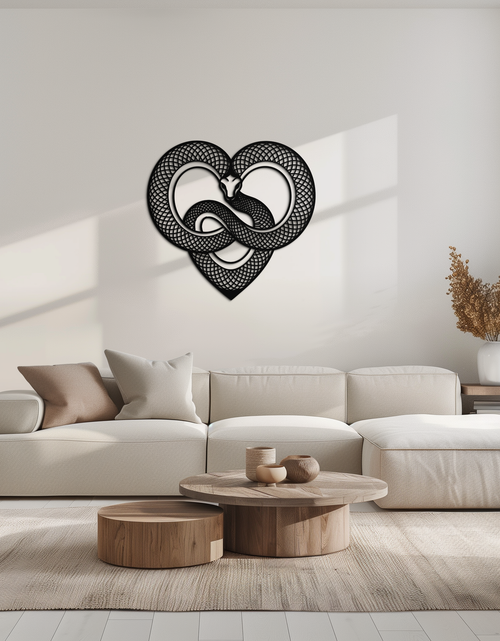 Load image into Gallery viewer, Snake Heart Metal Wall Art – Modern Black Snake Wall Decor for Home and Office- KAF555
