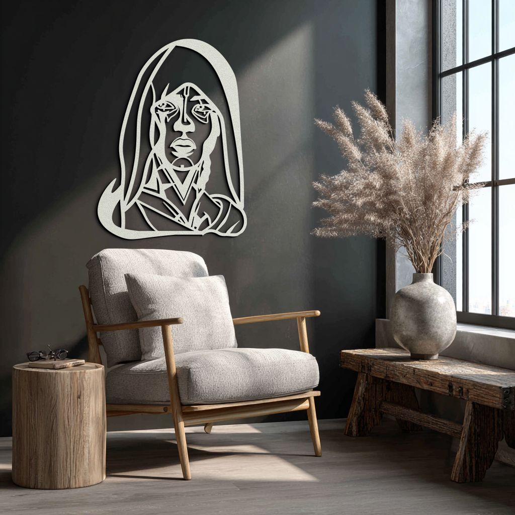 Abstract Tribal Woman Metal Wall Art – Modern Black Silhouette Home Decor- KAF559