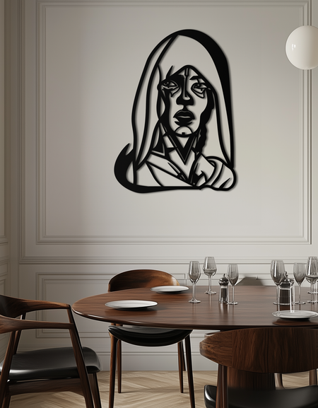 Soyut Kabile Kadını Metal Duvar Sanatı – Modern Siyah Siluet Ev Dekoru- KAF559