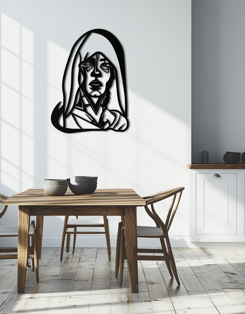 Load image into Gallery viewer, Abstract Tribal Woman Metal Wall Art – Modern Black Silhouette Home Decor- KAF559
