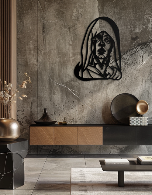 Load image into Gallery viewer, Abstract Tribal Woman Metal Wall Art – Modern Black Silhouette Home Decor- KAF559

