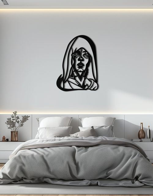 Load image into Gallery viewer, Abstract Tribal Woman Metal Wall Art – Modern Black Silhouette Home Decor- KAF559
