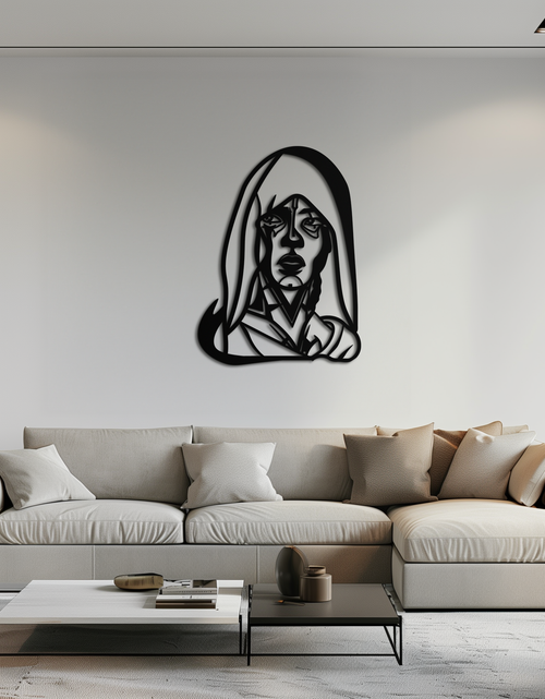 Load image into Gallery viewer, Abstract Tribal Woman Metal Wall Art – Modern Black Silhouette Home Decor- KAF559
