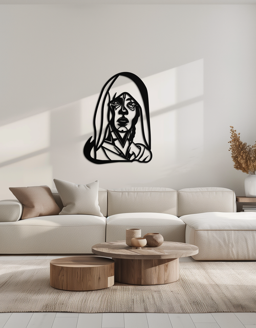 Load image into Gallery viewer, Abstract Tribal Woman Metal Wall Art – Modern Black Silhouette Home Decor- KAF559
