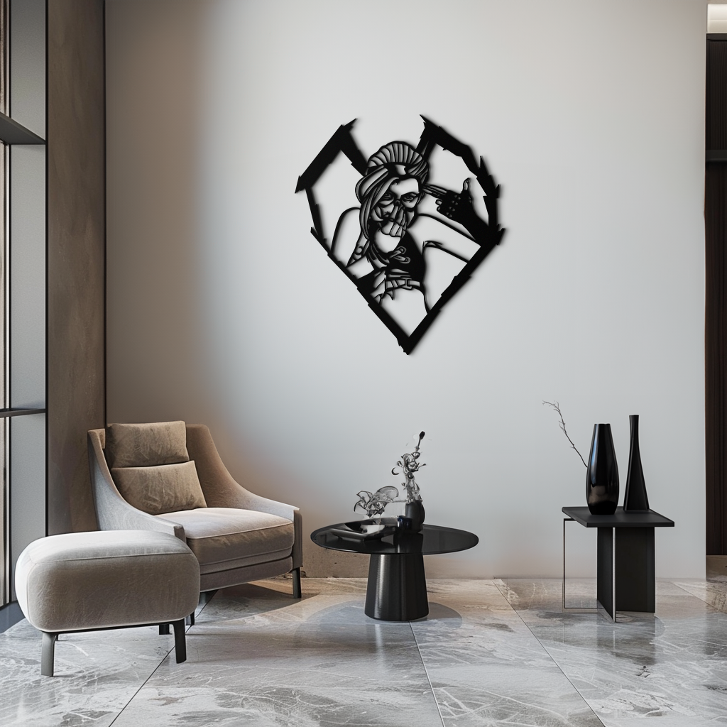 League of Legends Jinx Metal Wall Art – LOL Character Black Metal Decor- KAF560
