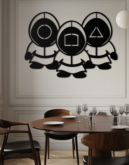 Kalamar Avı Muhafızları Metal Duvar Sanatı – Minimalist Siyah Ev Dekoru- KAF561