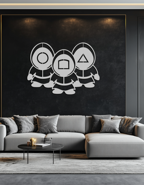 Load image into Gallery viewer, Squid Game Guards Metal Wall Art – Minimalist Black Home Decor- KAF561
