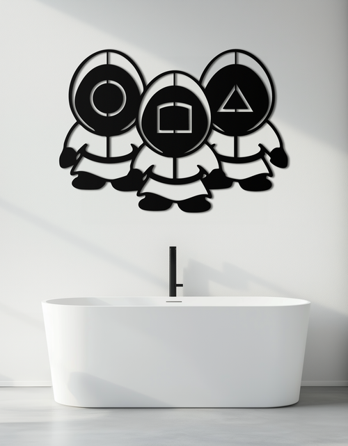 Load image into Gallery viewer, Squid Game Guards Metal Wall Art – Minimalist Black Home Decor- KAF561
