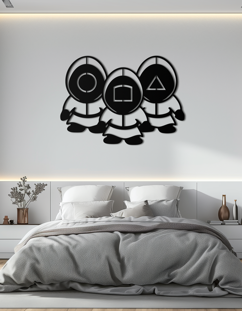 Load image into Gallery viewer, Squid Game Guards Metal Wall Art – Minimalist Black Home Decor- KAF561
