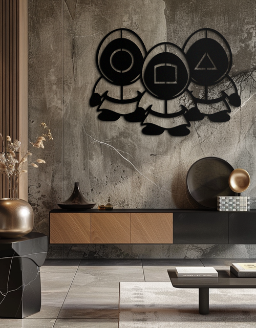 Load image into Gallery viewer, Squid Game Guards Metal Wall Art – Minimalist Black Home Decor- KAF561
