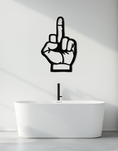 Load image into Gallery viewer, Funny Middle Finger Metal Wall Art – Bold and Playful Black Home Decor- KAF562
