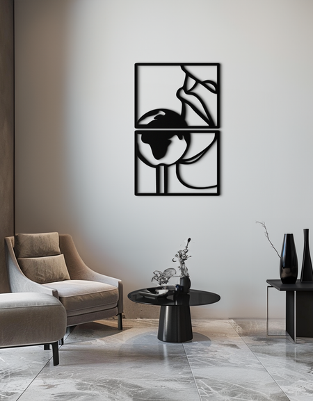 Sensual Earth Kiss Metal Duvar Sanatı – Modern İki Panel Minimalist Dekor- KAF564
