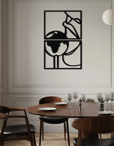 Sensual Earth Kiss Metal Duvar Sanatı – Modern İki Panel Minimalist Dekor- KAF564