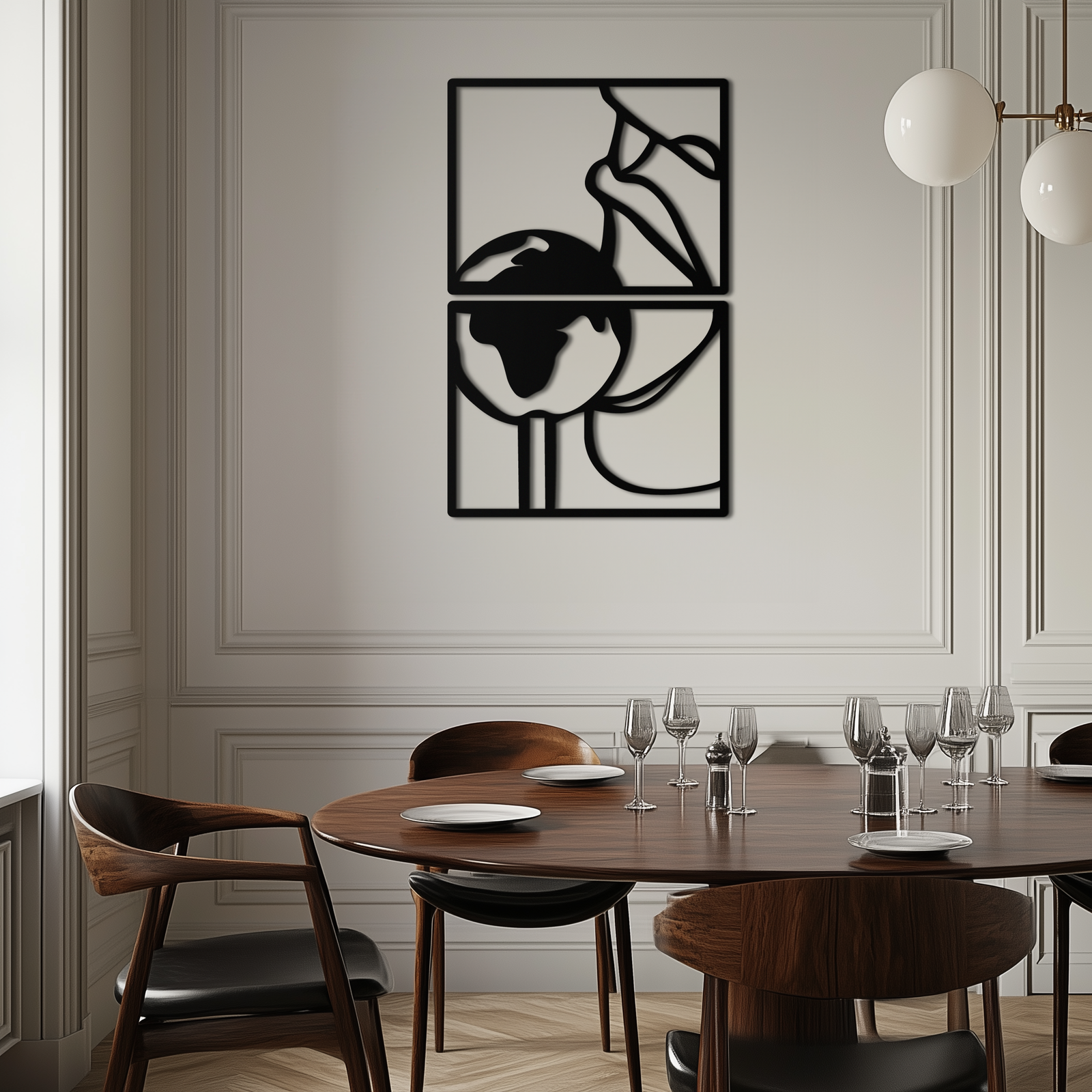 Sensual Earth Kiss Metal Wall Art – Modern Two-Panel Minimalist Decor- KAF564