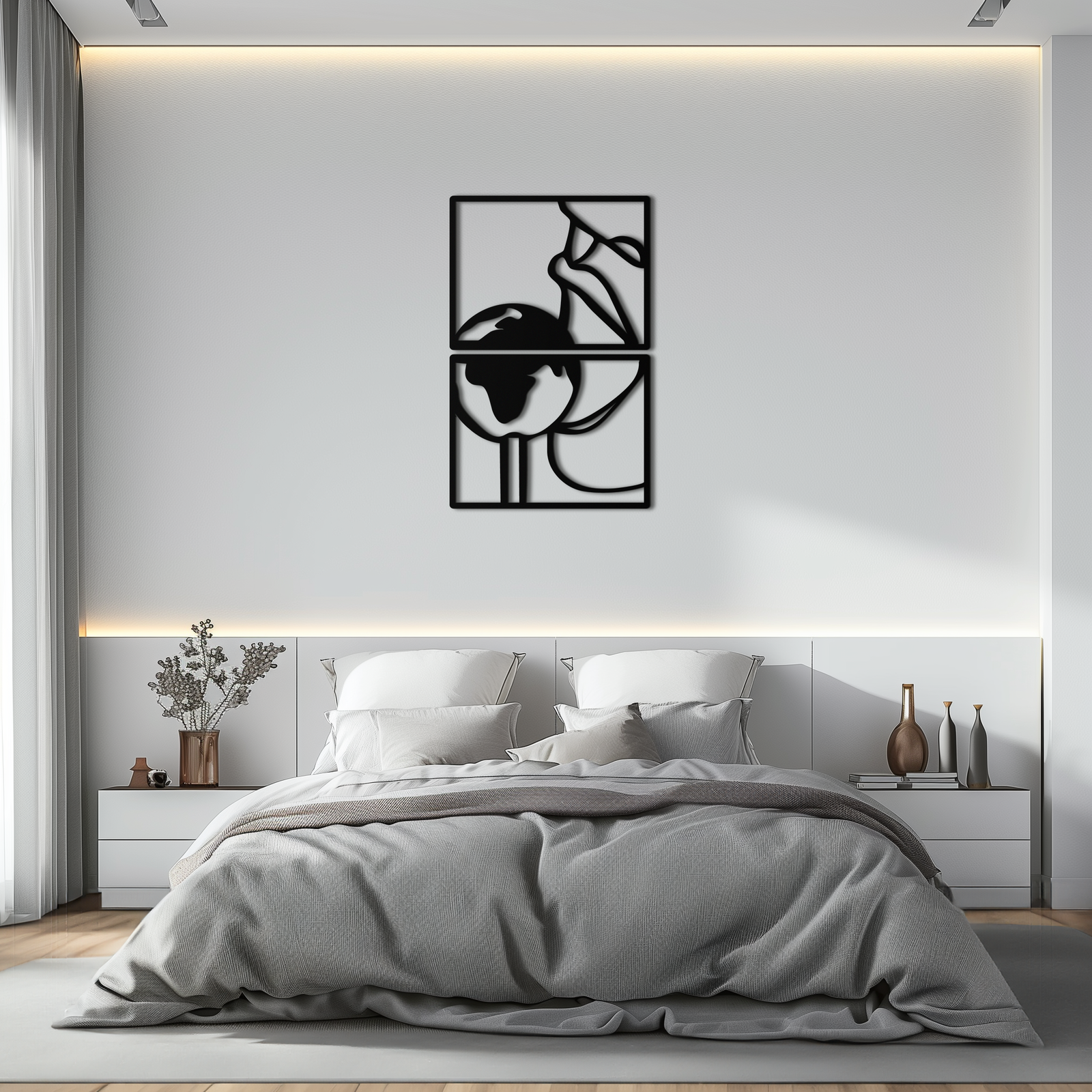 Sensual Earth Kiss Metal Wall Art – Modern Two-Panel Minimalist Decor- KAF564