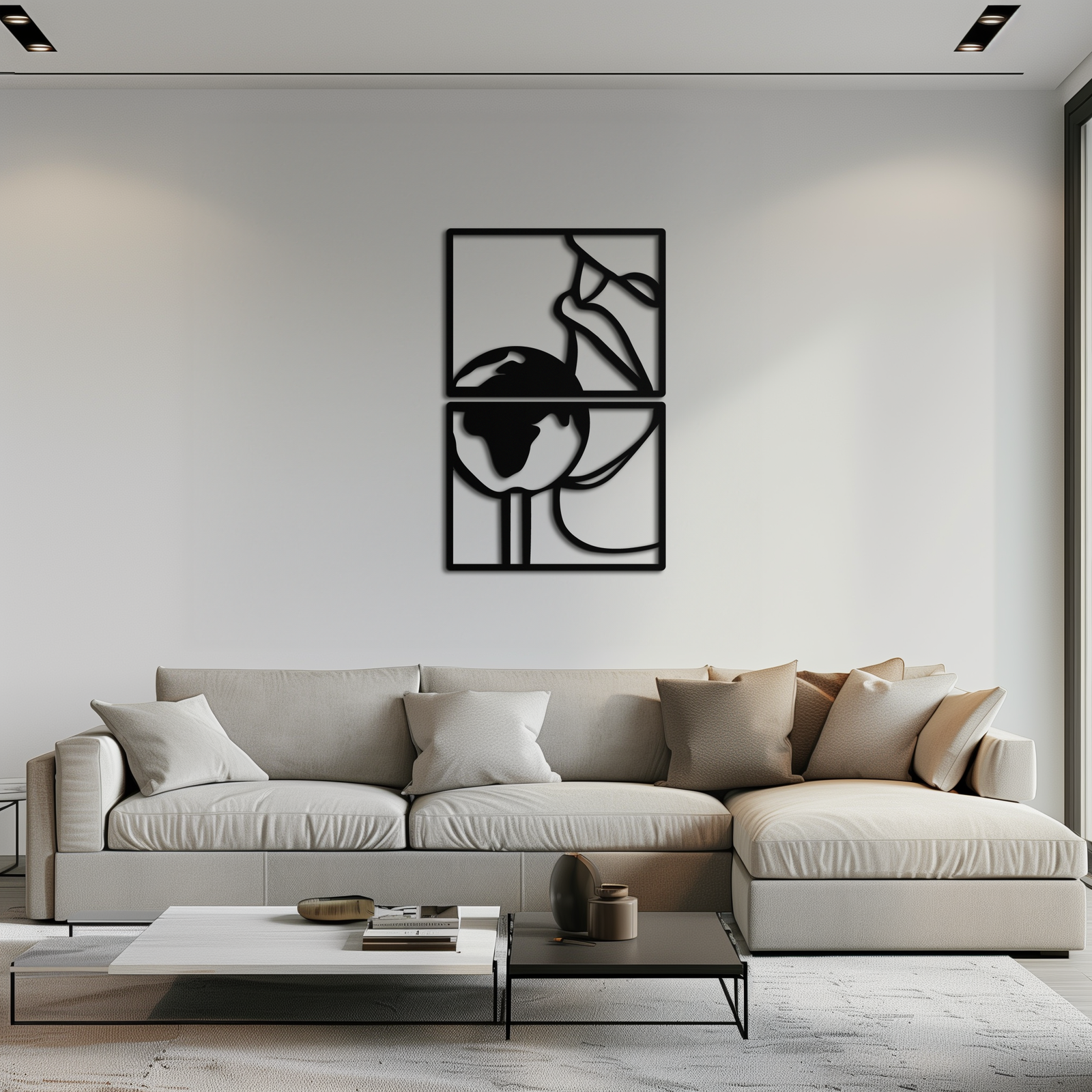Sensual Earth Kiss Metal Wall Art – Modern Two-Panel Minimalist Decor- KAF564
