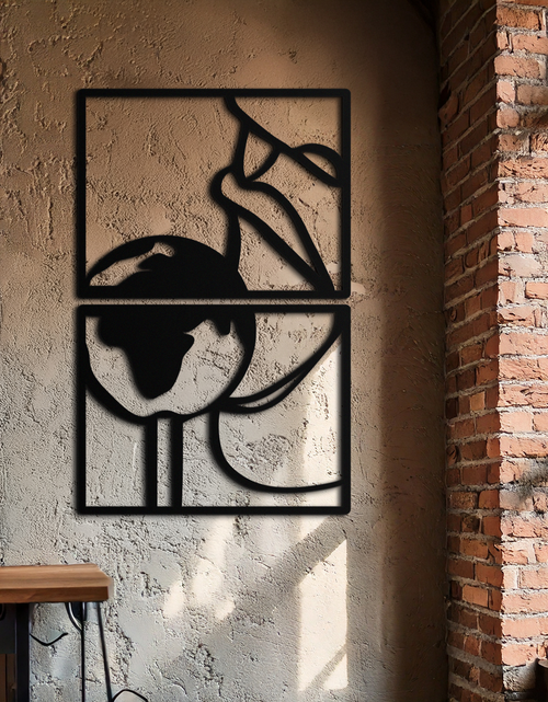 Load image into Gallery viewer, Sensual Earth Kiss Metal Wall Art – Modern Two-Panel Minimalist Decor- KAF564
