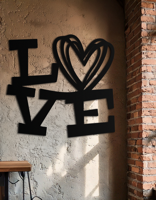 Load image into Gallery viewer, LOVE Heart Modern Metal Wall Art – Romantic Black Metal Wall Decor- KAF566
