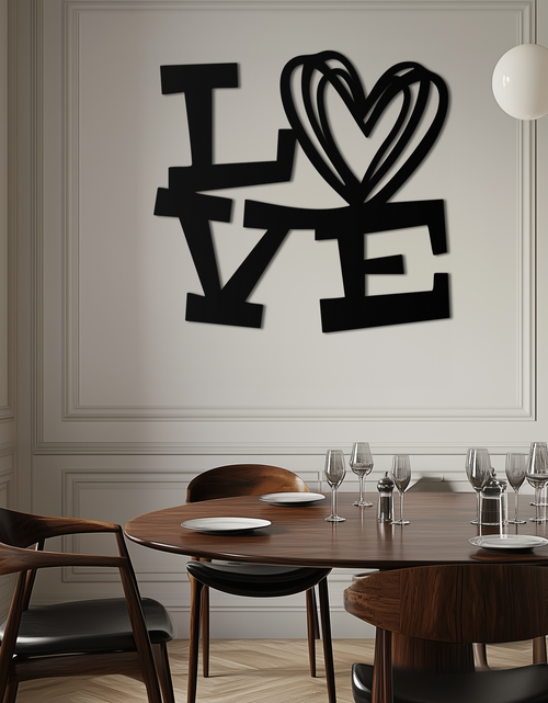Load image into Gallery viewer, LOVE Heart Modern Metal Wall Art – Romantic Black Metal Wall Decor- KAF566
