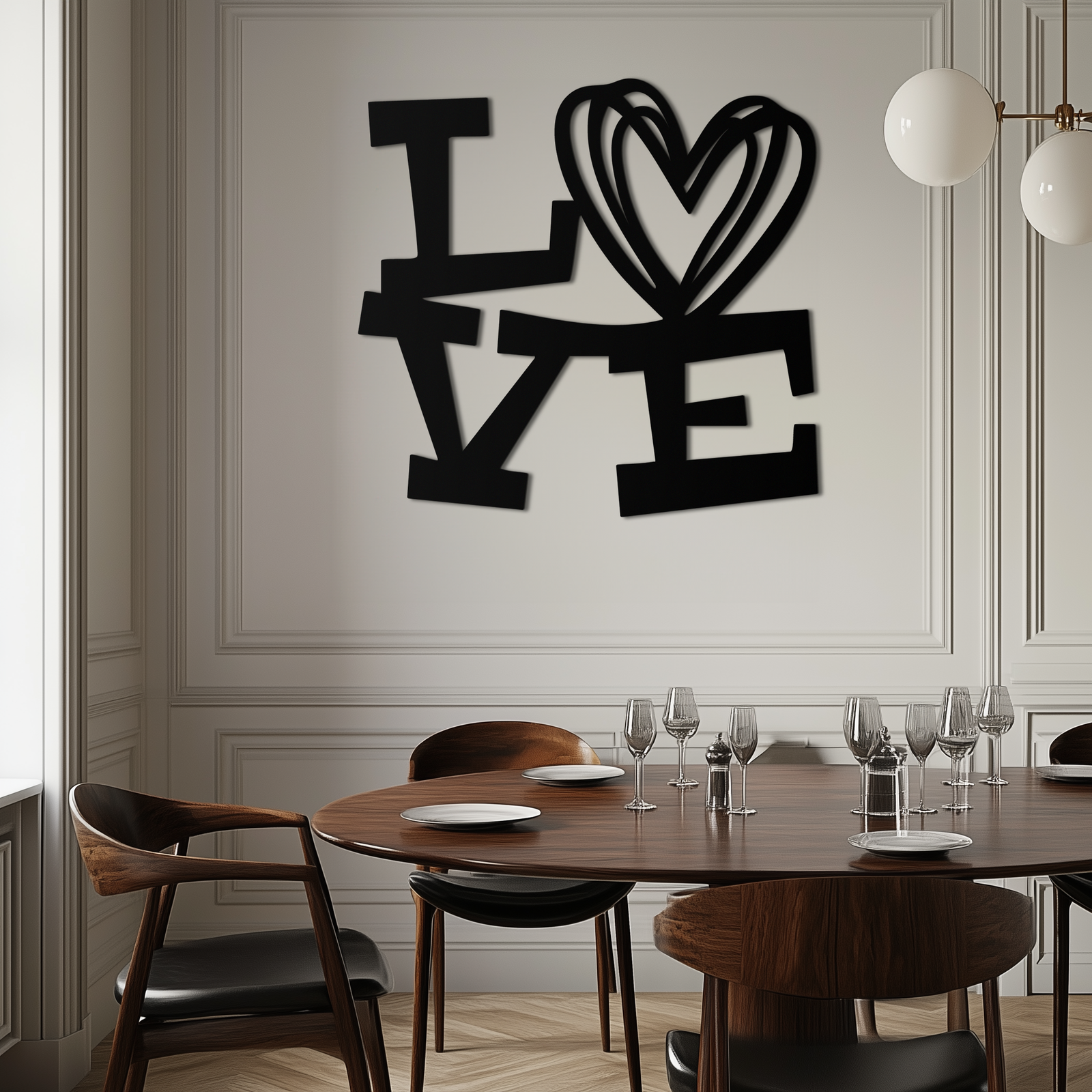 LOVE Heart Modern Metal Wall Art – Romantic Black Metal Wall Decor- KAF566
