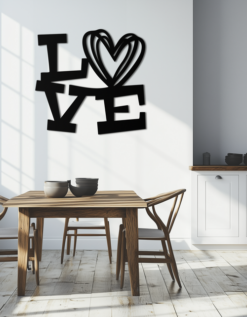 Load image into Gallery viewer, LOVE Heart Modern Metal Wall Art – Romantic Black Metal Wall Decor- KAF566
