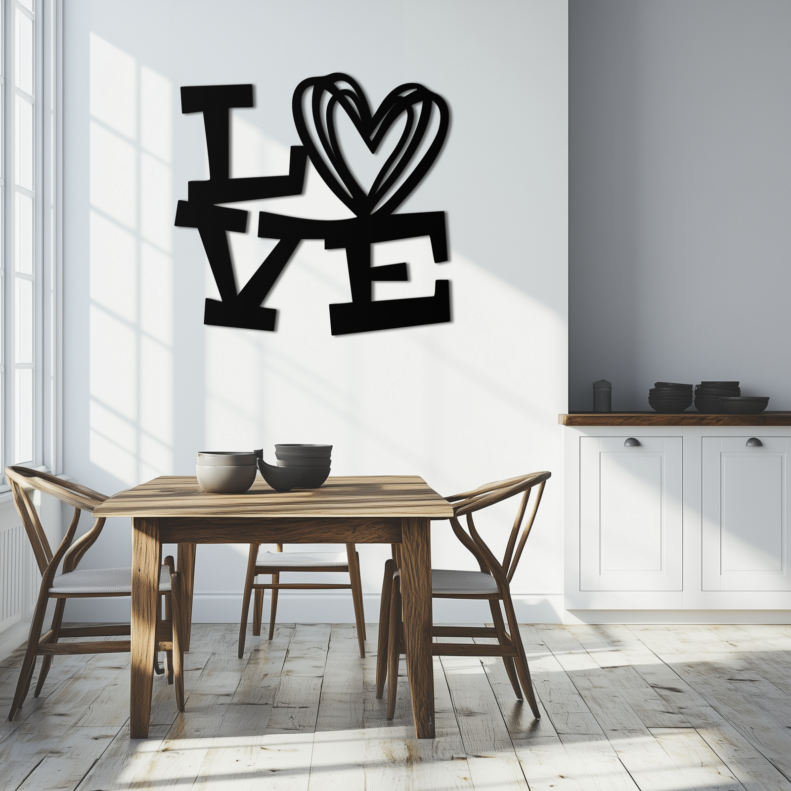 LOVE Heart Modern Metal Wall Art – Romantic Black Metal Wall Decor- KAF566