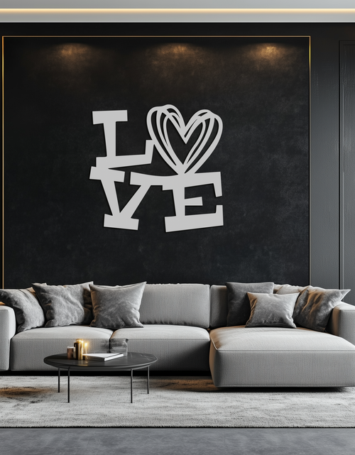 Load image into Gallery viewer, LOVE Heart Modern Metal Wall Art – Romantic Black Metal Wall Decor- KAF566
