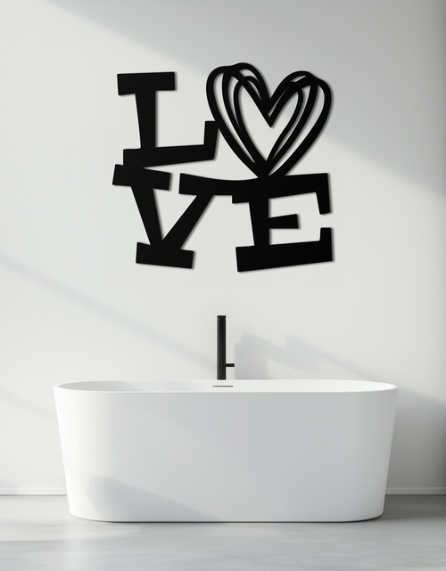 Load image into Gallery viewer, LOVE Heart Modern Metal Wall Art – Romantic Black Metal Wall Decor- KAF566
