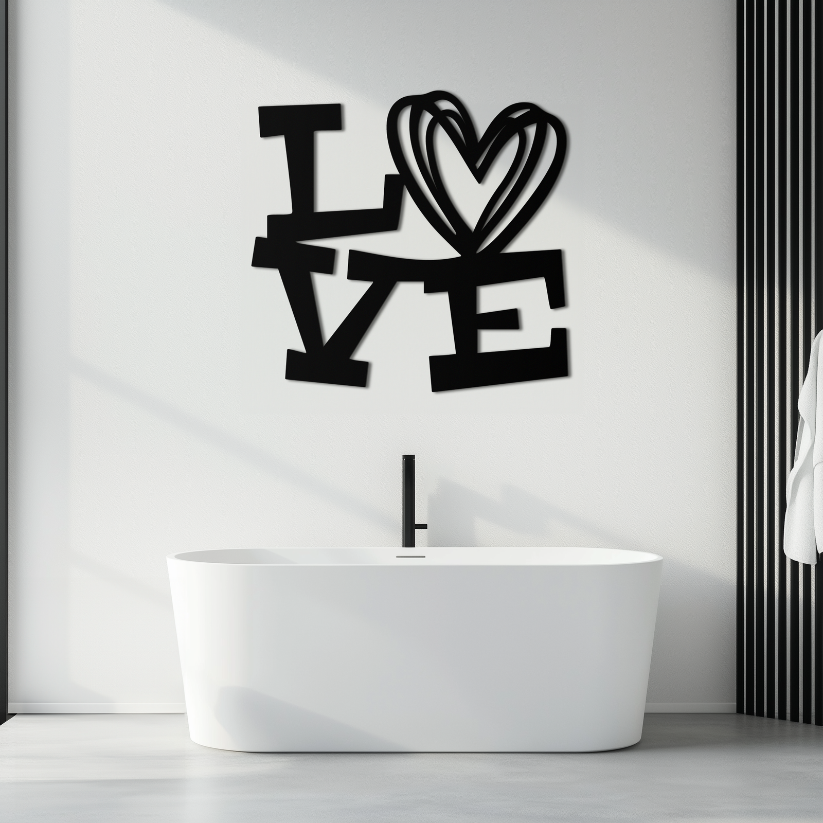 LOVE Heart Modern Metal Wall Art – Romantic Black Metal Wall Decor- KAF566