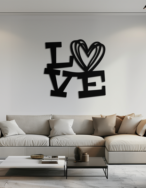 Load image into Gallery viewer, LOVE Heart Modern Metal Wall Art – Romantic Black Metal Wall Decor- KAF566
