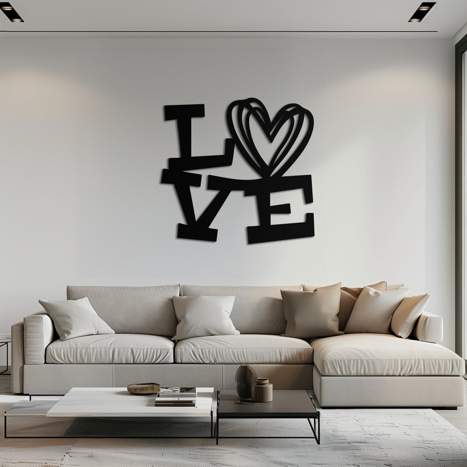 LOVE Heart Modern Metal Wall Art – Romantic Black Metal Wall Decor- KAF566