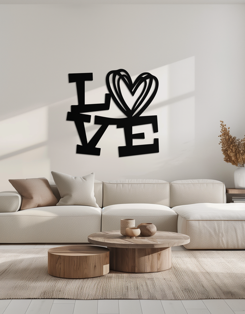 Load image into Gallery viewer, LOVE Heart Modern Metal Wall Art – Romantic Black Metal Wall Decor- KAF566
