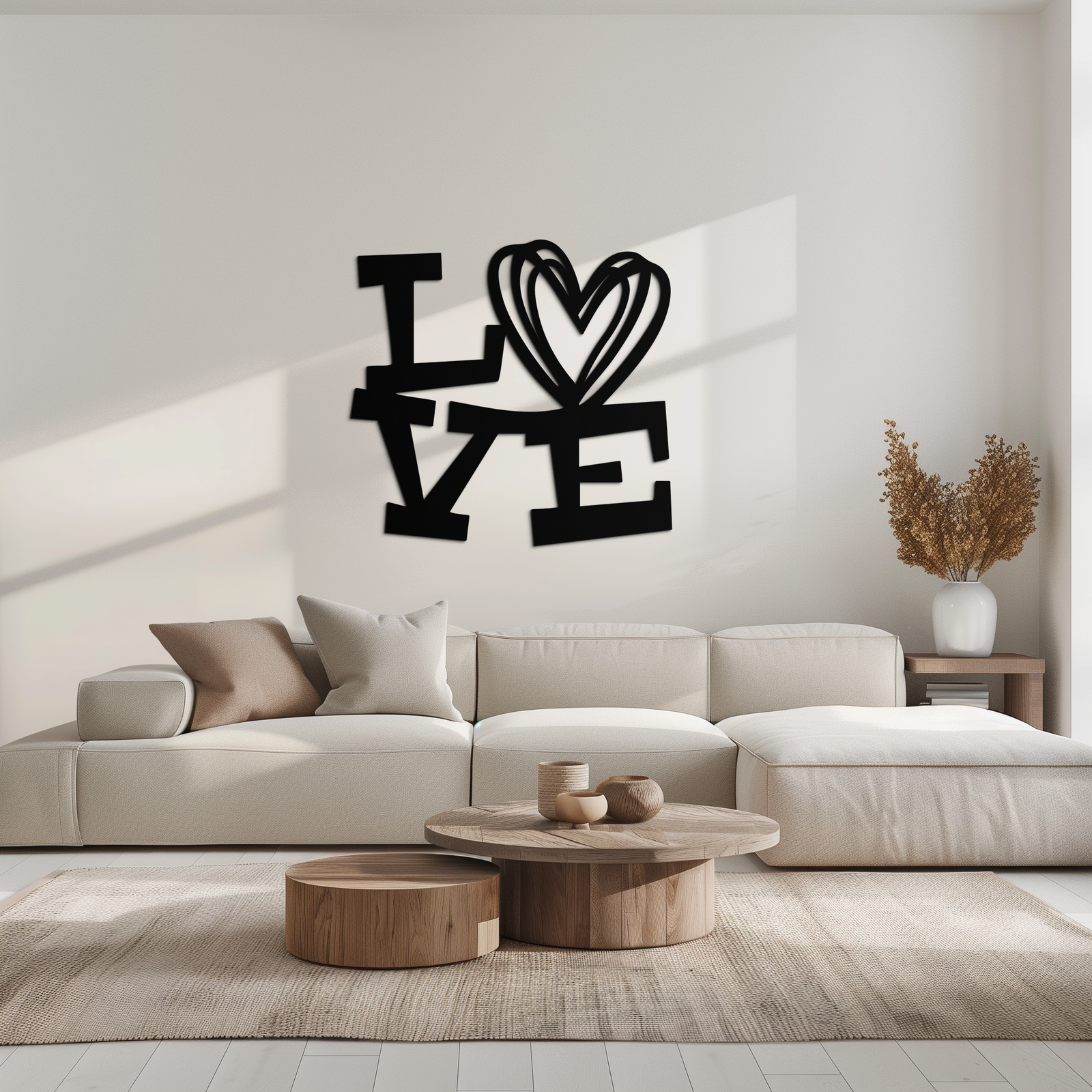 LOVE Heart Modern Metal Wall Art – Romantic Black Metal Wall Decor- KAF566