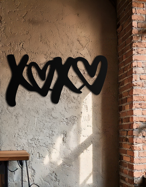 Load image into Gallery viewer, XOXO Love Hearts Metal Wall Art – Modern Romantic Black Home Decor- KAF567
