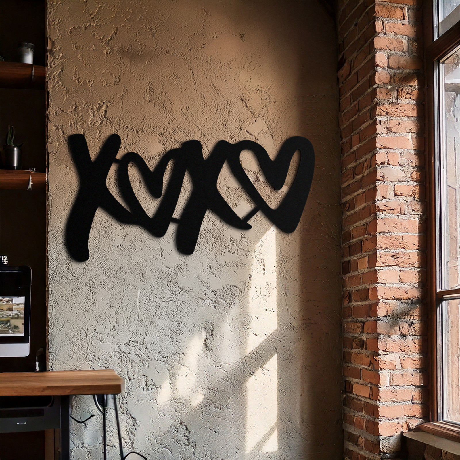 XOXO Love Hearts Metal Wall Art – Modern Romantic Black Home Decor- KAF567