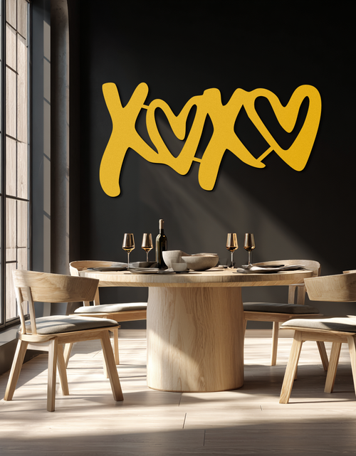 Load image into Gallery viewer, XOXO Love Hearts Metal Wall Art – Modern Romantic Black Home Decor- KAF567
