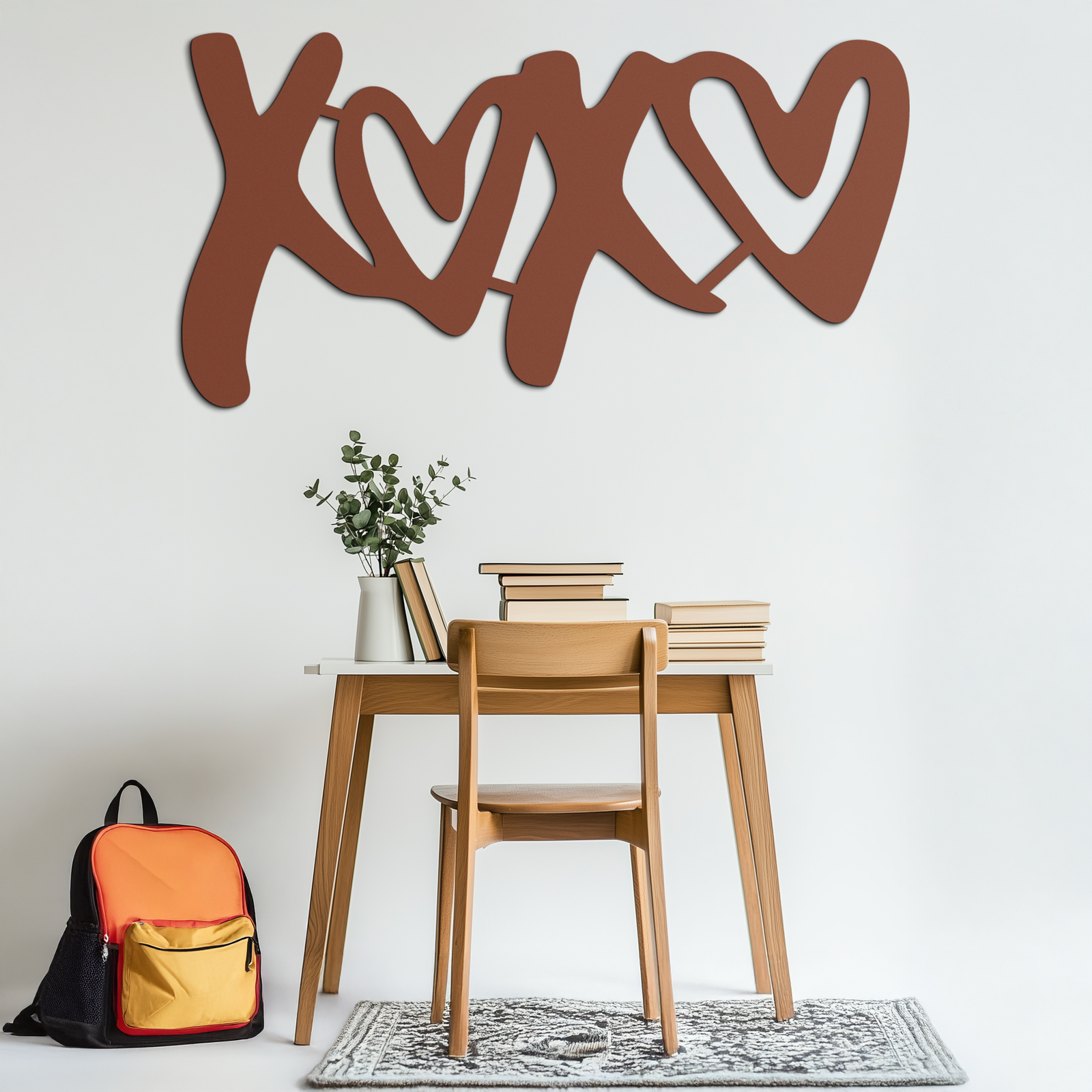 XOXO Love Hearts Metal Wall Art – Modern Romantic Black Home Decor- KAF567