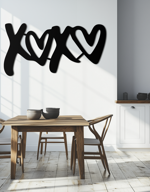Load image into Gallery viewer, XOXO Love Hearts Metal Wall Art – Modern Romantic Black Home Decor- KAF567
