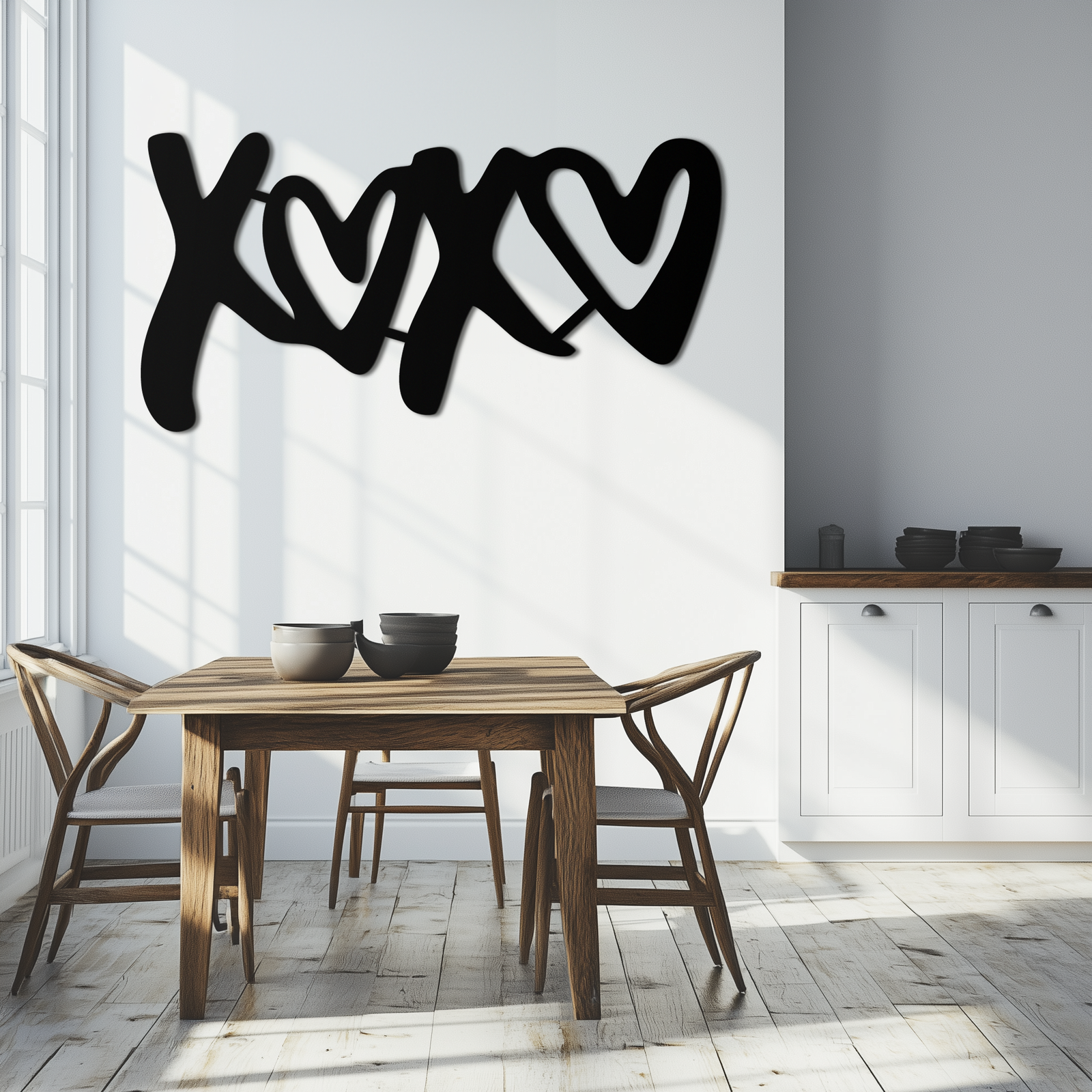 XOXO Love Hearts Metal Wall Art – Modern Romantic Black Home Decor- KAF567