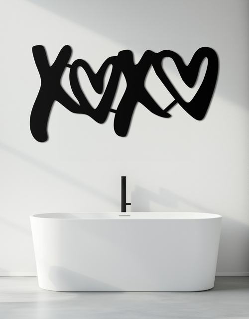 Load image into Gallery viewer, XOXO Love Hearts Metal Wall Art – Modern Romantic Black Home Decor- KAF567

